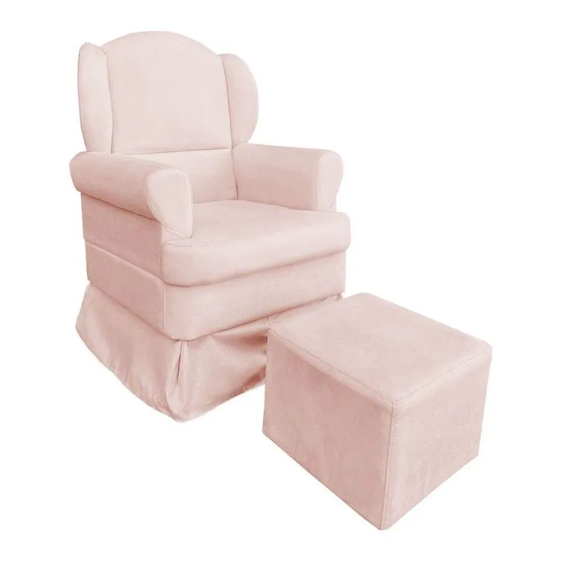 Poltrona De Amamentação Com Puff Serena Suede Rosa - Pallazio