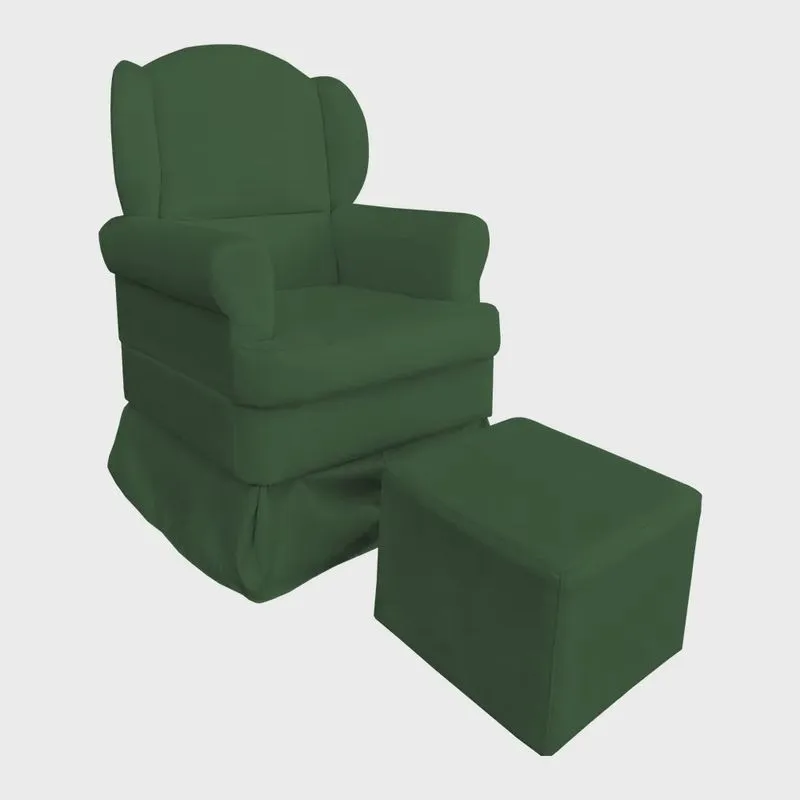Poltrona de Amamentação com Puff Serena Suede Verde - Pallazio