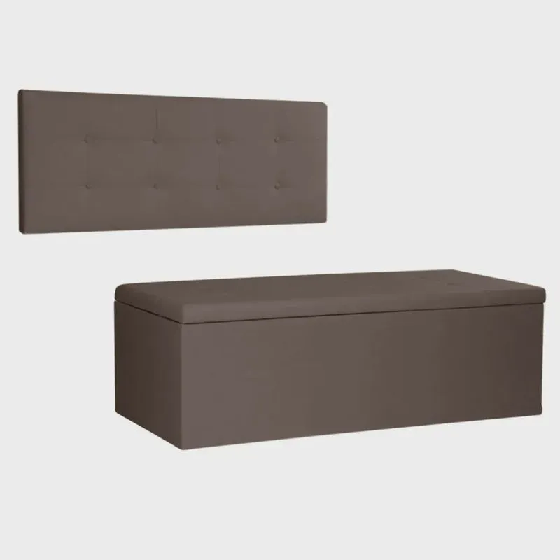 Kit Painel e Calçadeira Baú Queen 1,60m Berlim Suede - Pallazio