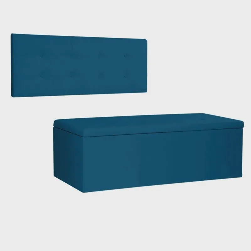 Kit Painel e Calçadeira Baú King 1,95m Berlim Suede - Pallazio
