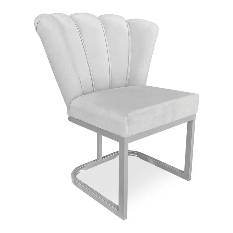 Poltrona Flor Veludo Base Metálica Industrial Prata - Pallazio Cor Cinza
