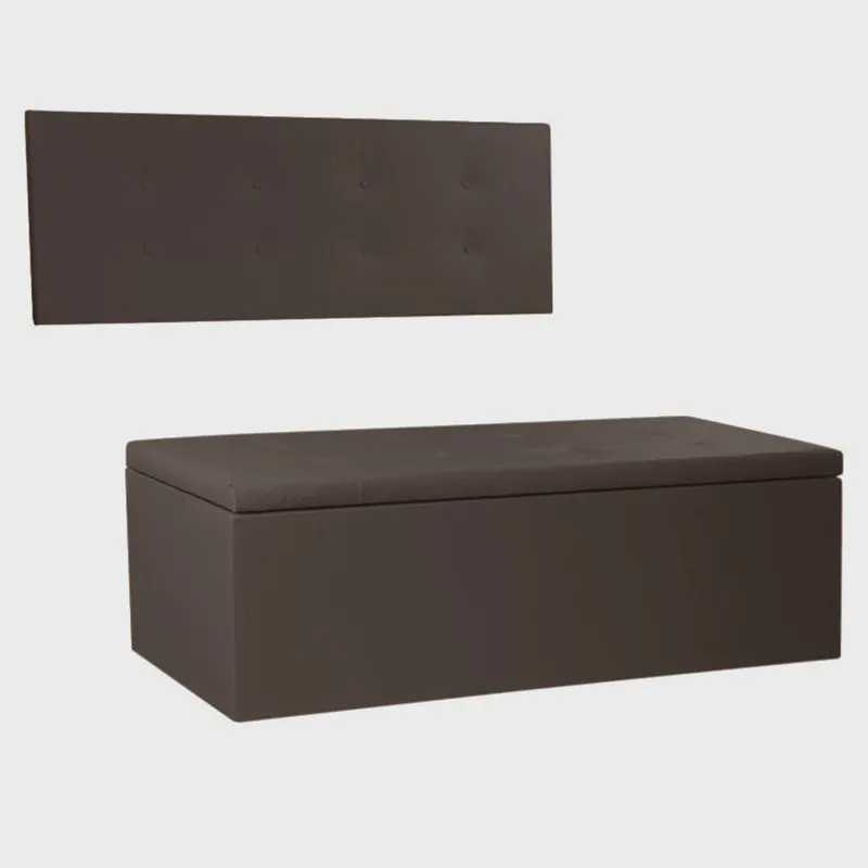 Kit Painel e Calçadeira Baú Solteiro 0,90m Berlim Corano - Pallazio
