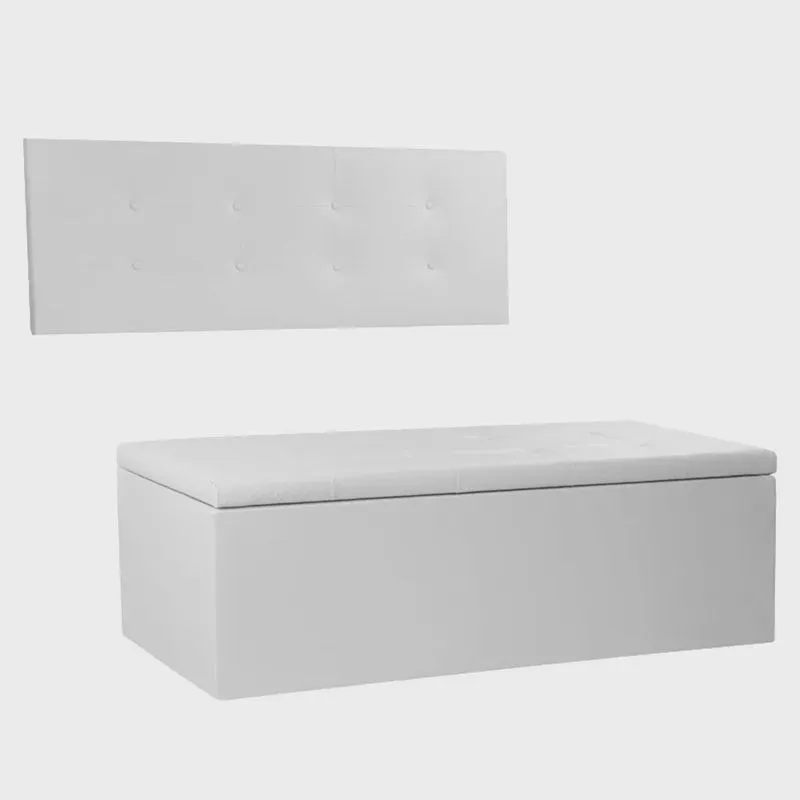 Kit Painel e Calçadeira Baú Queen 1,60m Berlim Corano Branco - Pallazio