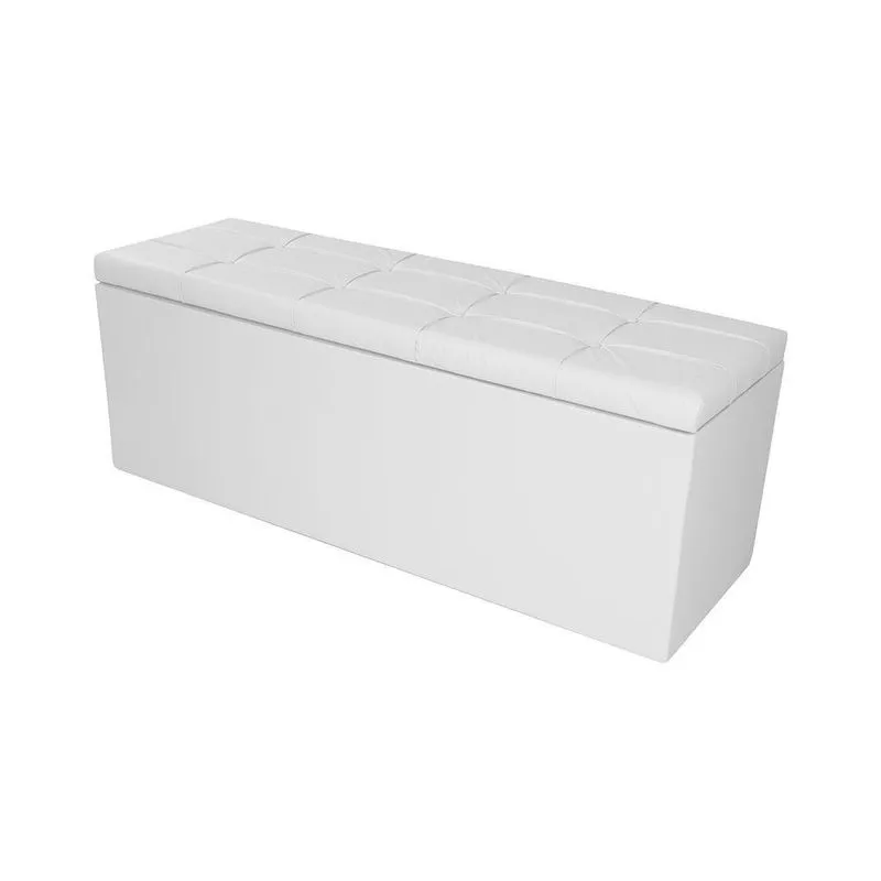 Calçadeira Recamier Baú King 1,95m Roma Corano Branco - Pallazio