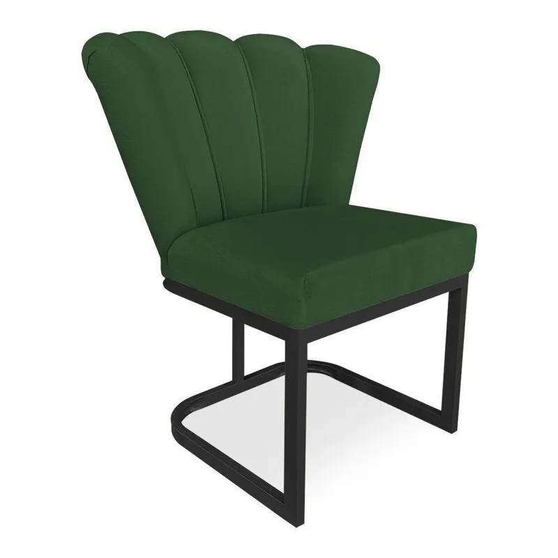 Poltrona Flor Veludo Verde Base Metálica Industrial Preto - Pallazio