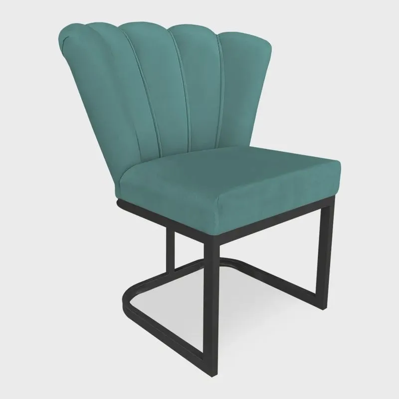 Poltrona Flor Veludo Base Metálica Industrial Preto - Pallazio
