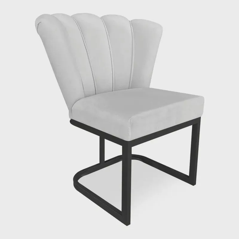Poltrona Flor Veludo Base Metálica Industrial Preto - Pallazio
