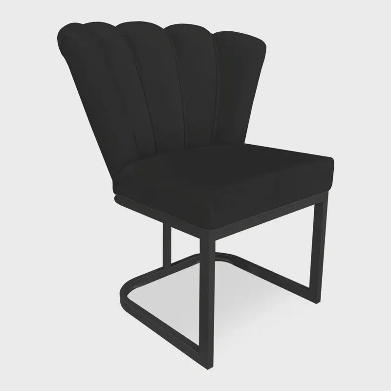 Poltrona Flor Veludo Base Metálica Industrial Preto - Pallazio