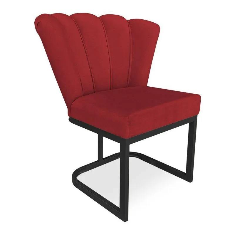 Poltrona Flor Veludo Base Metálica Industrial Preto - Pallazio Vermelho