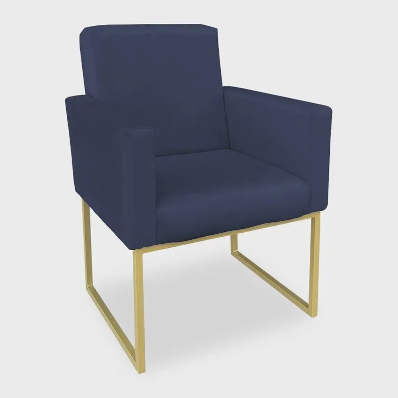 Poltrona Clarice Veludo Base Metálica Industrial Dourado - Pallazio