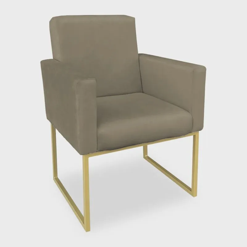 Poltrona Clarice Veludo Base Metálica Industrial Dourado - Pallazio