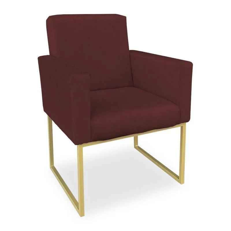 Poltrona Clarice Veludo Base Metálica Industrial Dourado - Pallazio Marsala