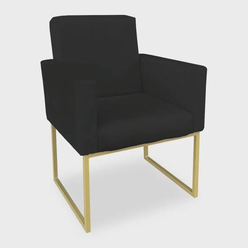 Poltrona Clarice Veludo Base Metálica Industrial Dourado - Pallazio