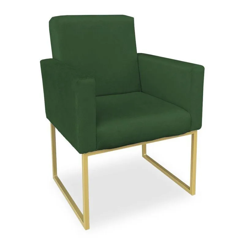 Poltrona Clarice Veludo Base Metálica Industrial Dourado - Pallazio Verde