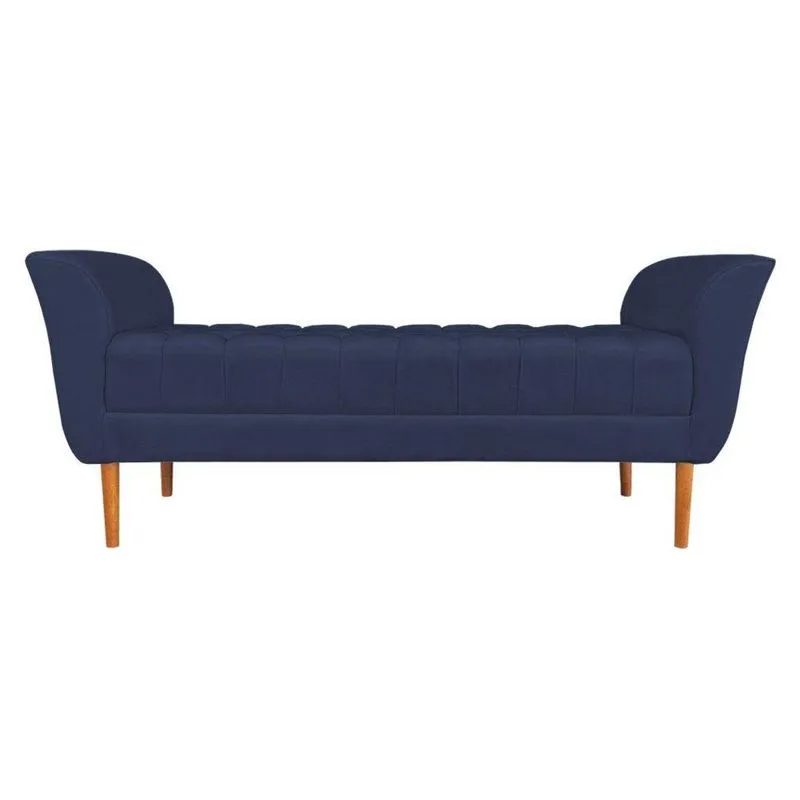Calçadeira Recamier Casal 1,50m Londres Veludo - Pallazio Azul Marinho