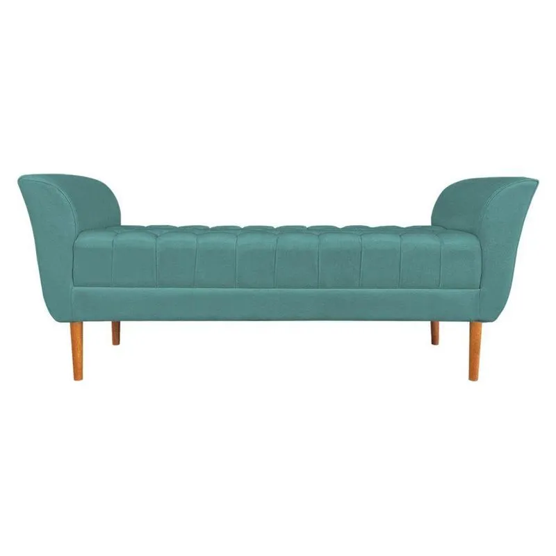 Calçadeira Recamier Casal 1,50m Londres Veludo - Pallazio Azul Turuqesa