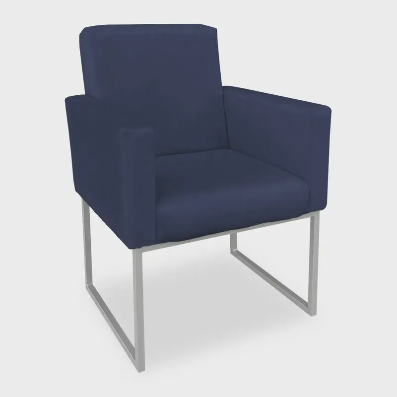 Poltrona Clarice Veludo Base Metálica Industrial Prata - Pallazio