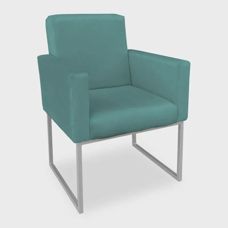 Poltrona Clarice Veludo Base Metálica Industrial Prata - Pallazio
