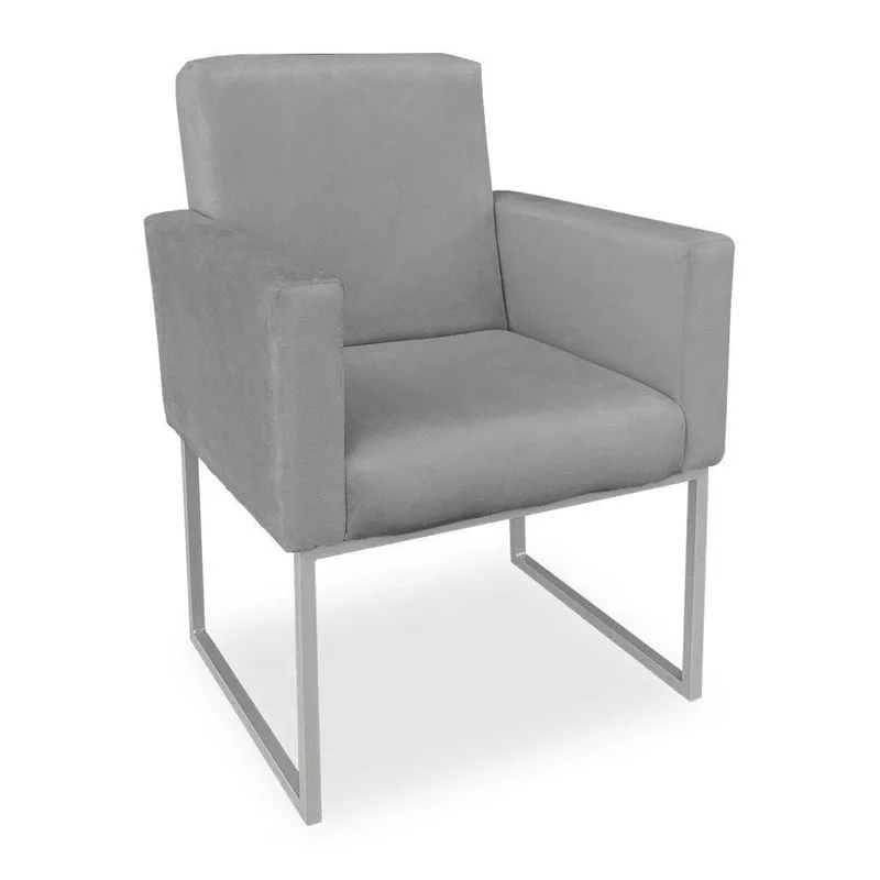Poltrona Clarice Veludo Base Metálica Industrial Prata - Pallazio Cor Grafite
