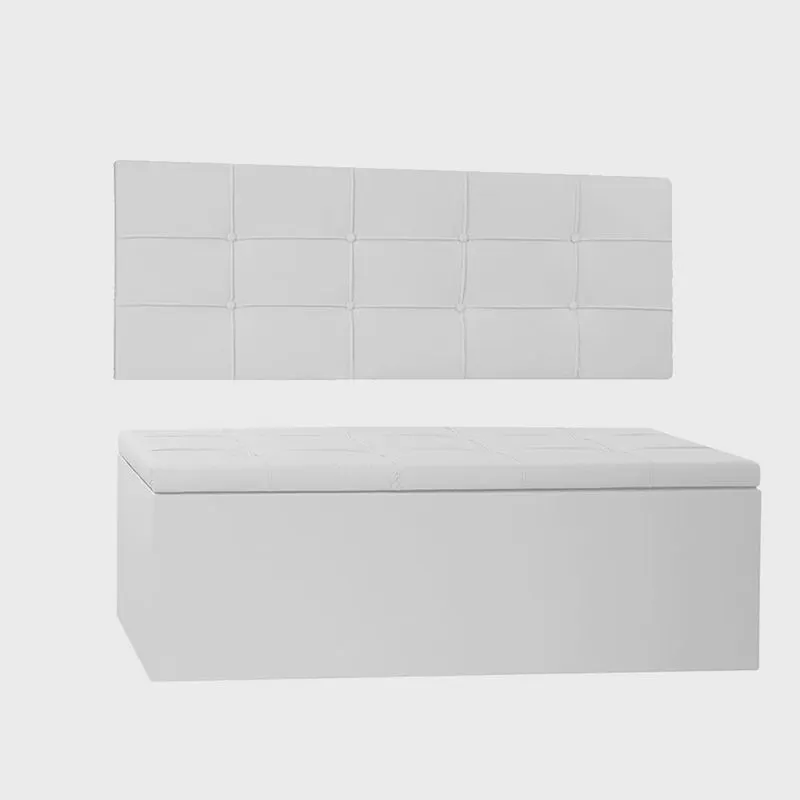 Kit Painel e Calçadeira Baú Queen 1,60m Roma Corano Branco - Pallazio