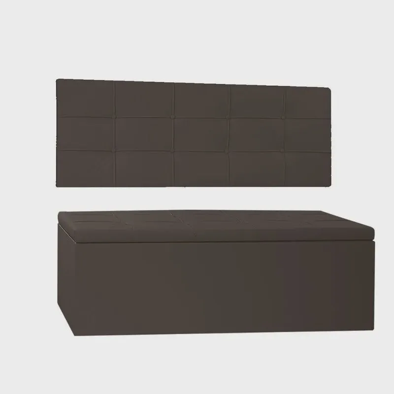 Kit Painel e Calçadeira Baú Queen 1,60m Roma Corano - Pallazio