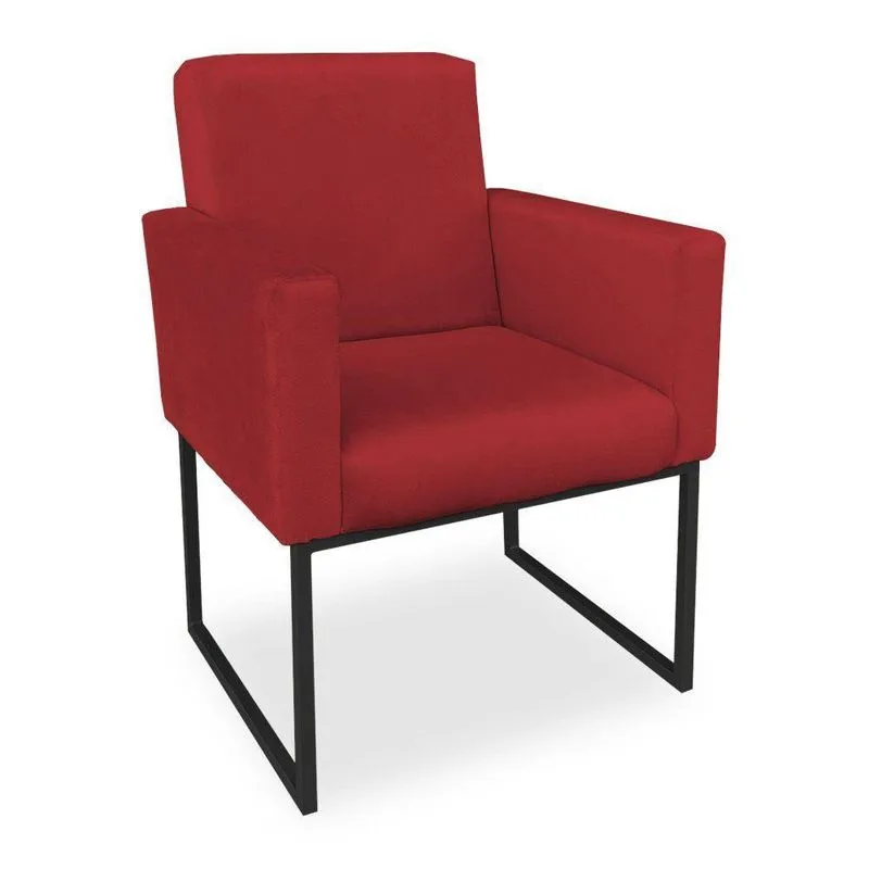 Poltrona Clarice Veludo Base Metálica Industrial Preto - Pallazio Vermelho