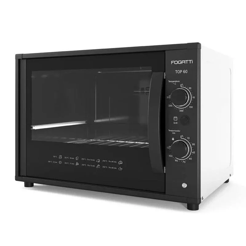 Forno Elétrico de Bancada Fogatti TOP60 60L 1750W com Grill Branco 110V
