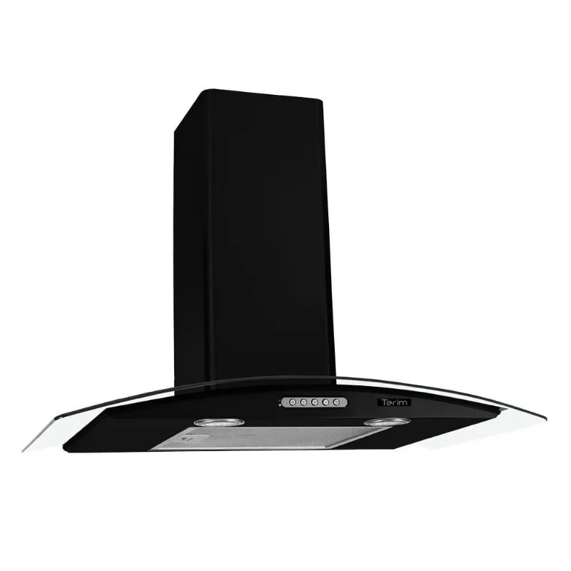 Coifa De Parede Terim Vidro Curvo Black Duto Slim 75 Cm