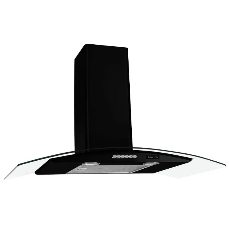 Coifa De Parede Terim Vidro Curvo Black Duto Slim 90 Cm