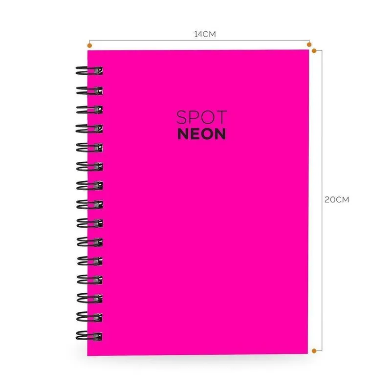 Caderno Capa Dura Cores Spot Neon Pink 100 Folhas 14X20Cm