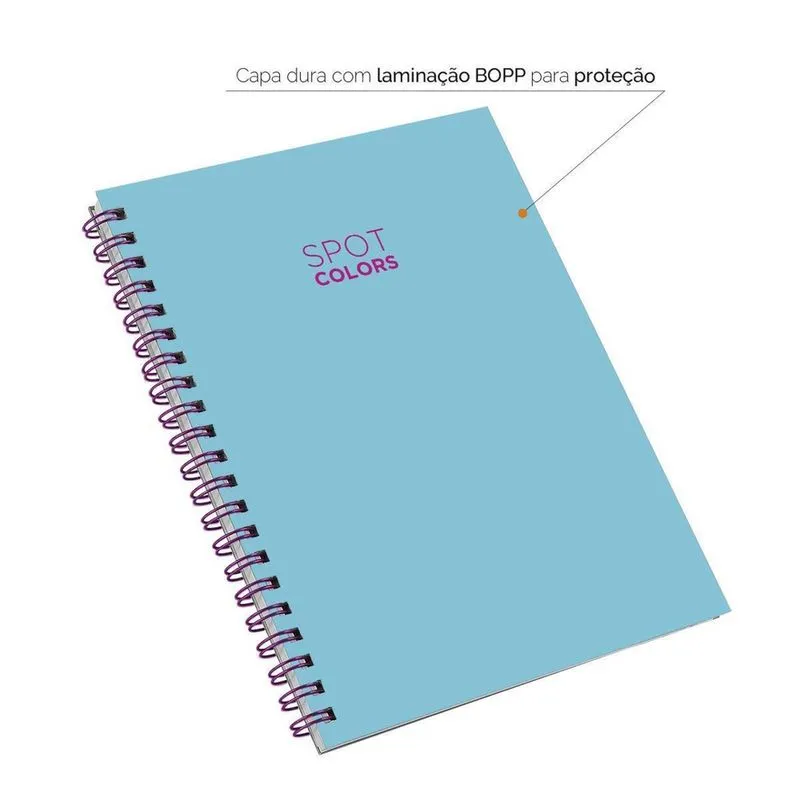 Caderno Capa Dura Spot Colors Verde Água 100 Fls 21X28Cm
