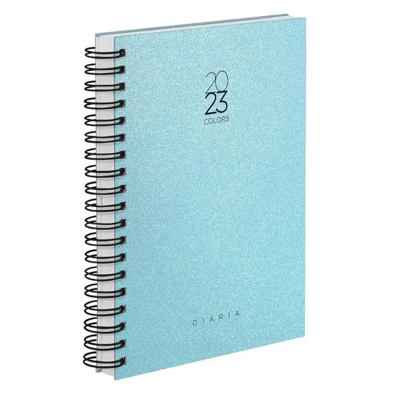 Agenda 2023 Diária Capa Dura Cores Spot Glitter Verde Água