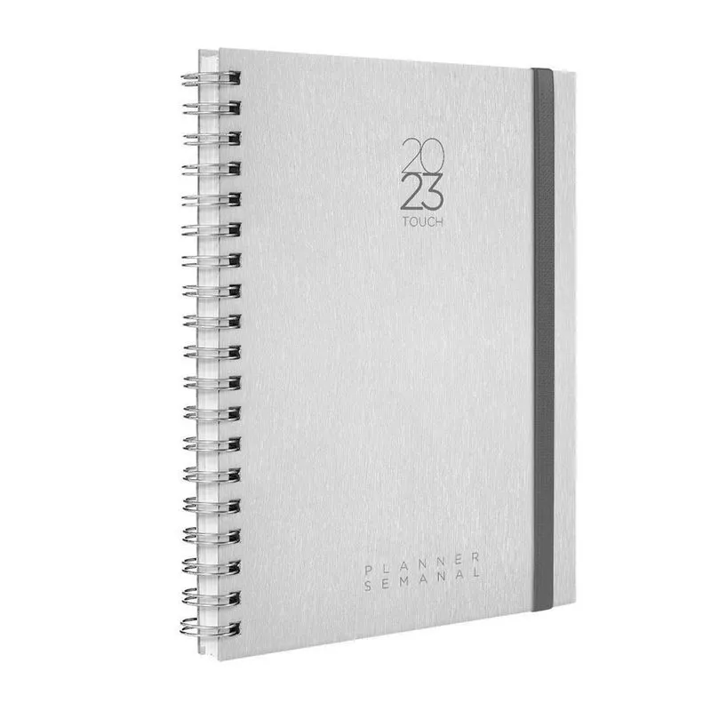 Agenda 2023 Planner Semanal Plus Spot Touch Aço Esc Cinza