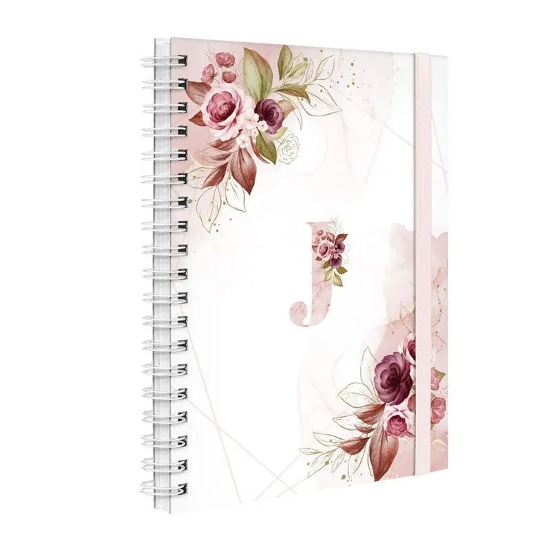 Agenda Planner Semanal Plus 2023 Floral Branco Rosa Letra J