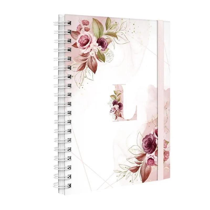 Agenda Planner Semanal Plus 2023 Floral Branco Rosa Letra L