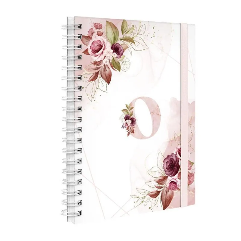 Agenda Planner Semanal Plus 2023 Floral Branco Rosa Letra O