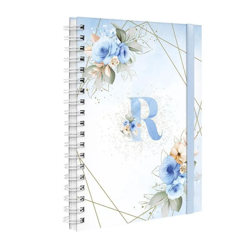 Agenda Planner Semanal Plus 2023 Floral Azul Branco Letra R