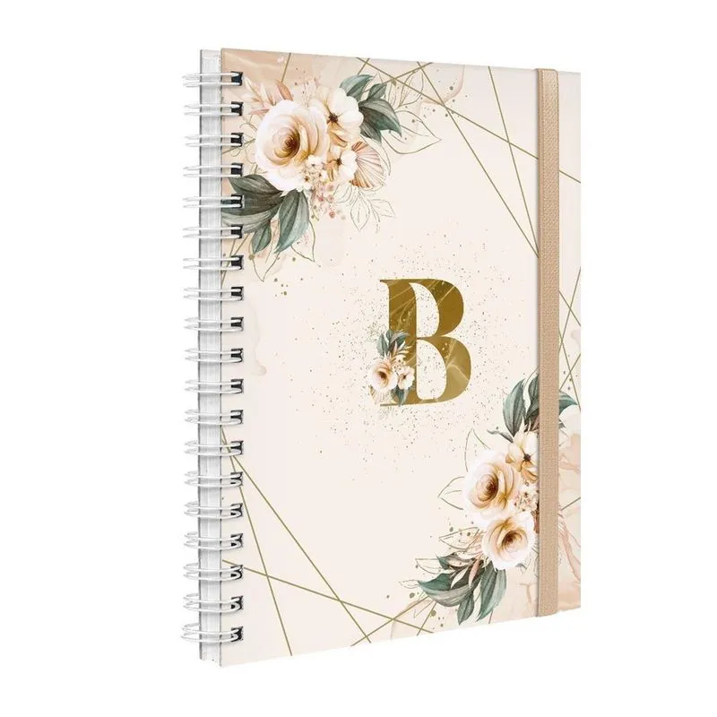 Agenda Planner Semanal Plus 2023 Floral Nude E Ouro Letra B