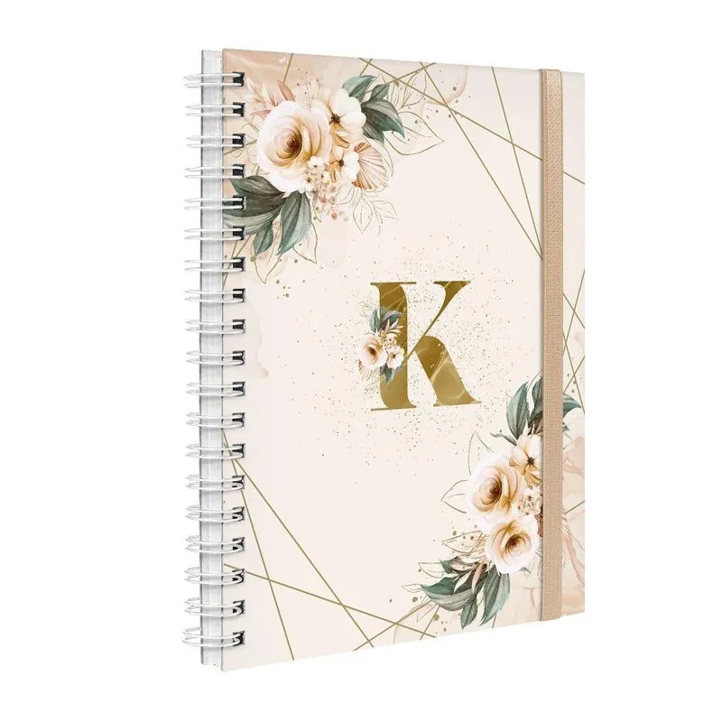 Agenda Planner Semanal Plus 2023 Floral Nude E Ouro Letra K