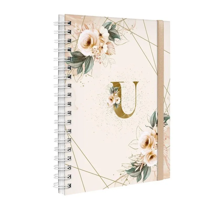 Agenda Planner Semanal Plus 2023 Floral Nude E Ouro Letra U