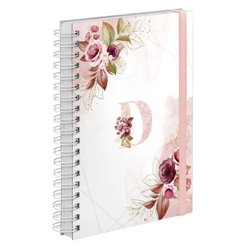 Agenda 2023 Diária Plus Floral Rosa E Branco Letra Inicial D
