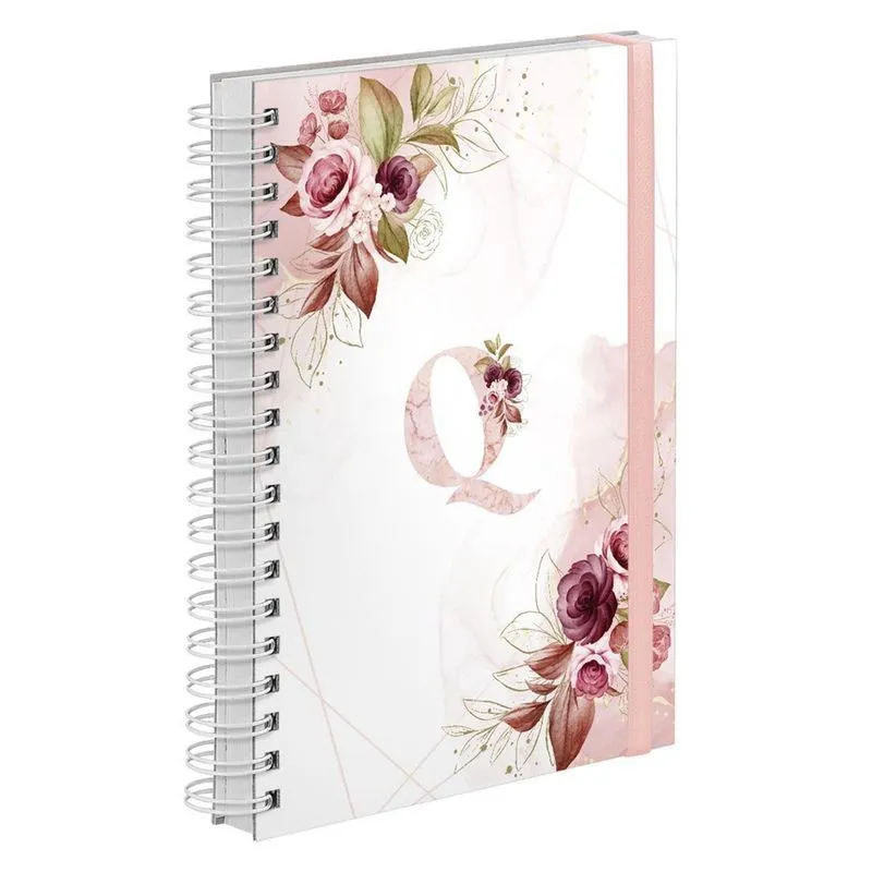 Agenda 2023 Diária Plus Floral Rosa E Branco Letra Inicial Q