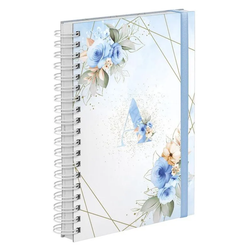 Agenda 2023 Diária Plus Floral Azul E Branco Letra Inicial A