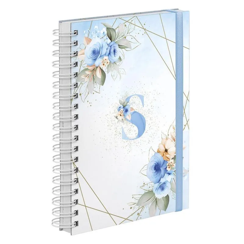 Agenda 2023 Diária Plus Floral Azul E Branco Letra Inicial S