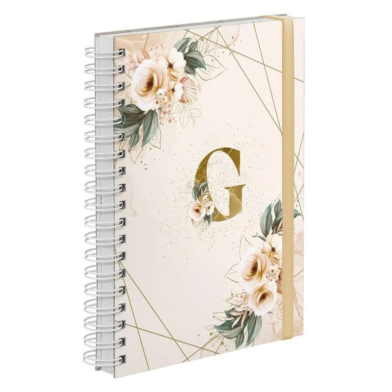Agenda 2023 Diária Plus Floral Nude E Ouro Letra Inicial G