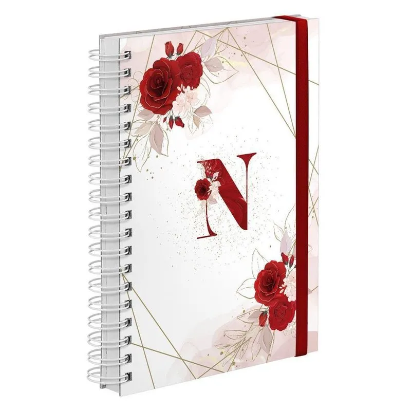 Agenda 2023 Diária Plus Floral Vermelho Ouro Letra Inicial N