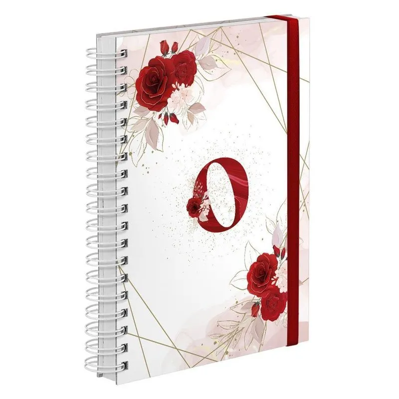 Agenda 2023 Diária Plus Floral Vermelho Ouro Letra Inicial O