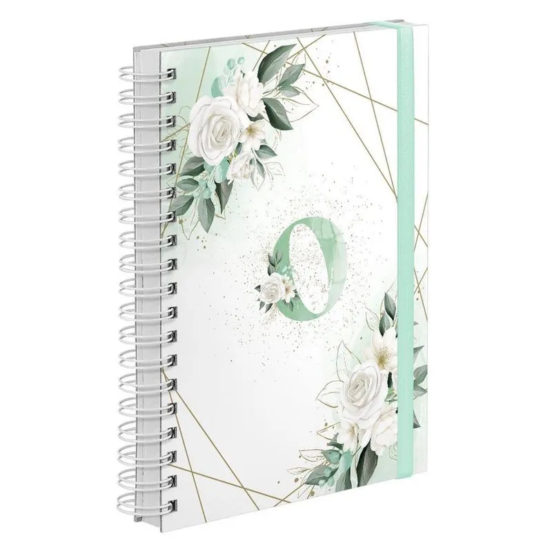 Agenda 2023 Diária Plus Floral Verde E Ouro Letra Inicial O