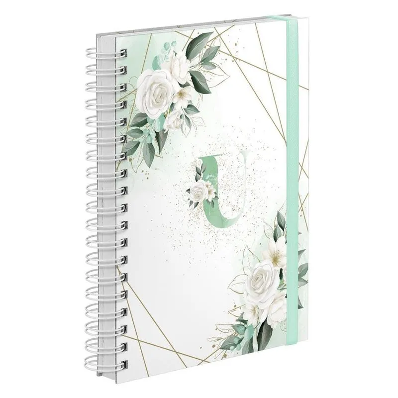 Agenda 2023 Diária Plus Floral Verde E Ouro Letra Inicial U