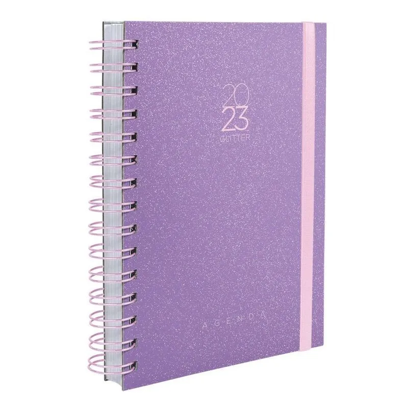 Agenda 2023 Plus Capa Dura Cores Spot Glitter Lilás